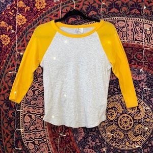 Yellow Sleeved Baseball Tee
